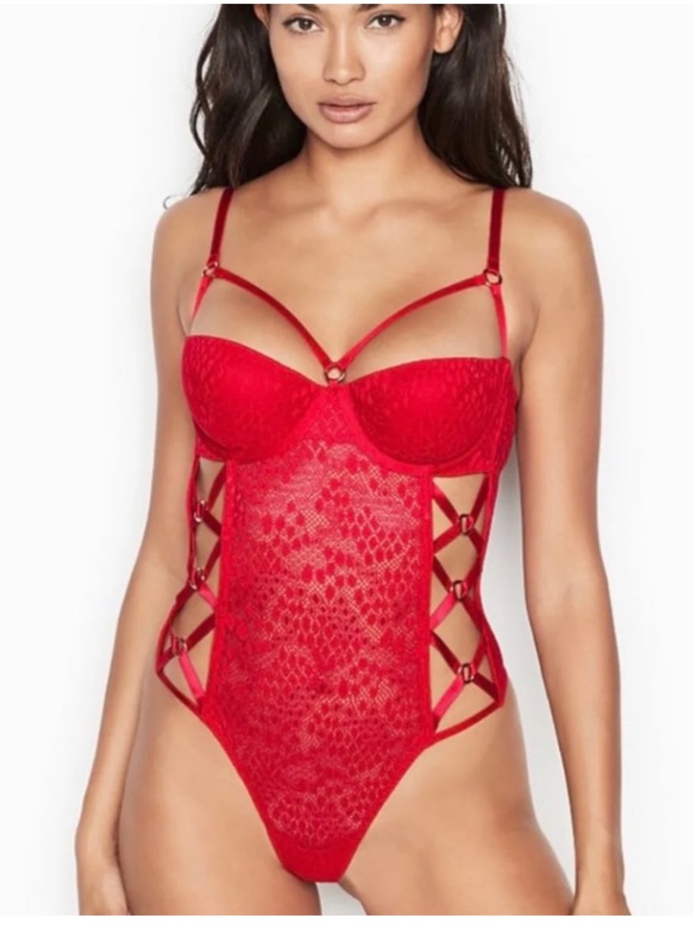 Victoria's Secret Ring Master
Red Lace Teddy Bodysuit w/Boning 32B NWT